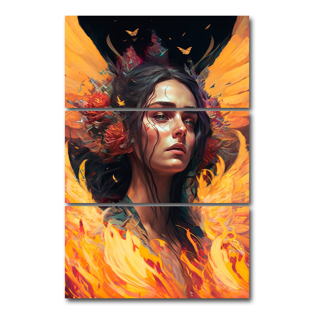 AUTO-MOCKUP WHITE | She's on Fire | 3 Piece | Gallery Wrap Canvas | group=12x24_stacked