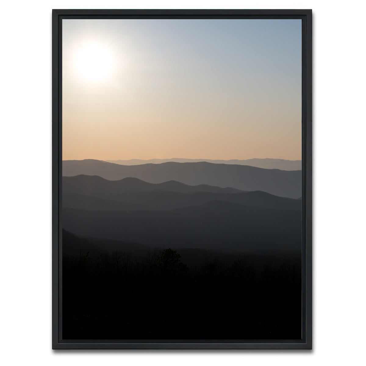 AUTO-MOCKUP WHITE | Shenandoah Sunrise | 1 Piece | Black Framed Canvas | group=3x4