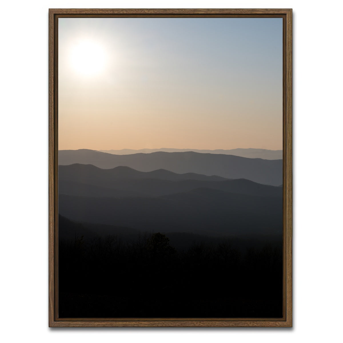 AUTO-MOCKUP WHITE | Shenandoah Sunrise | 1 Piece | Walnut Framed Canvas | group=3x4