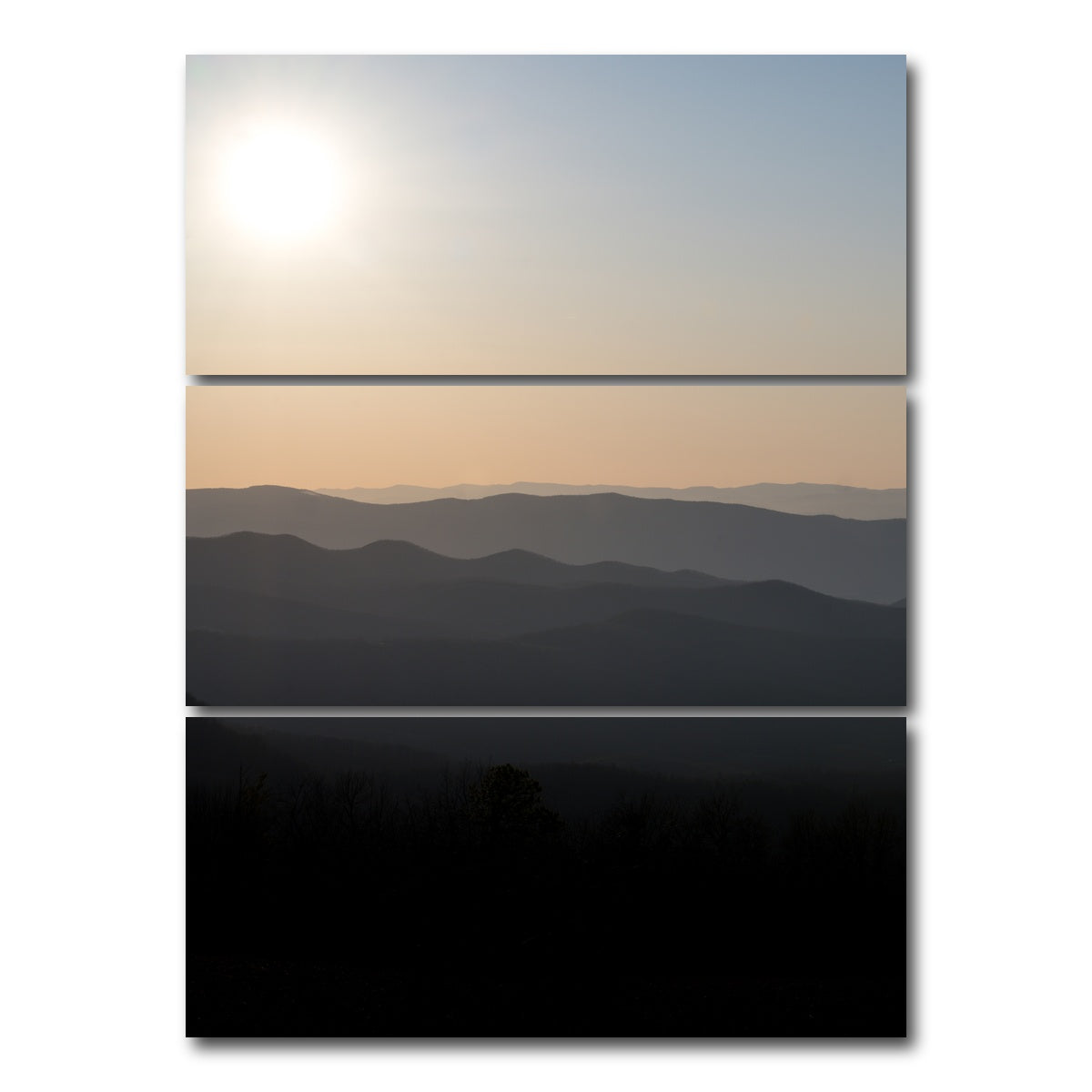 AUTO-MOCKUP WHITE | Shenandoah Sunrise | 3 Piece | Gallery Wrap Canvas | group=8x18_stacked