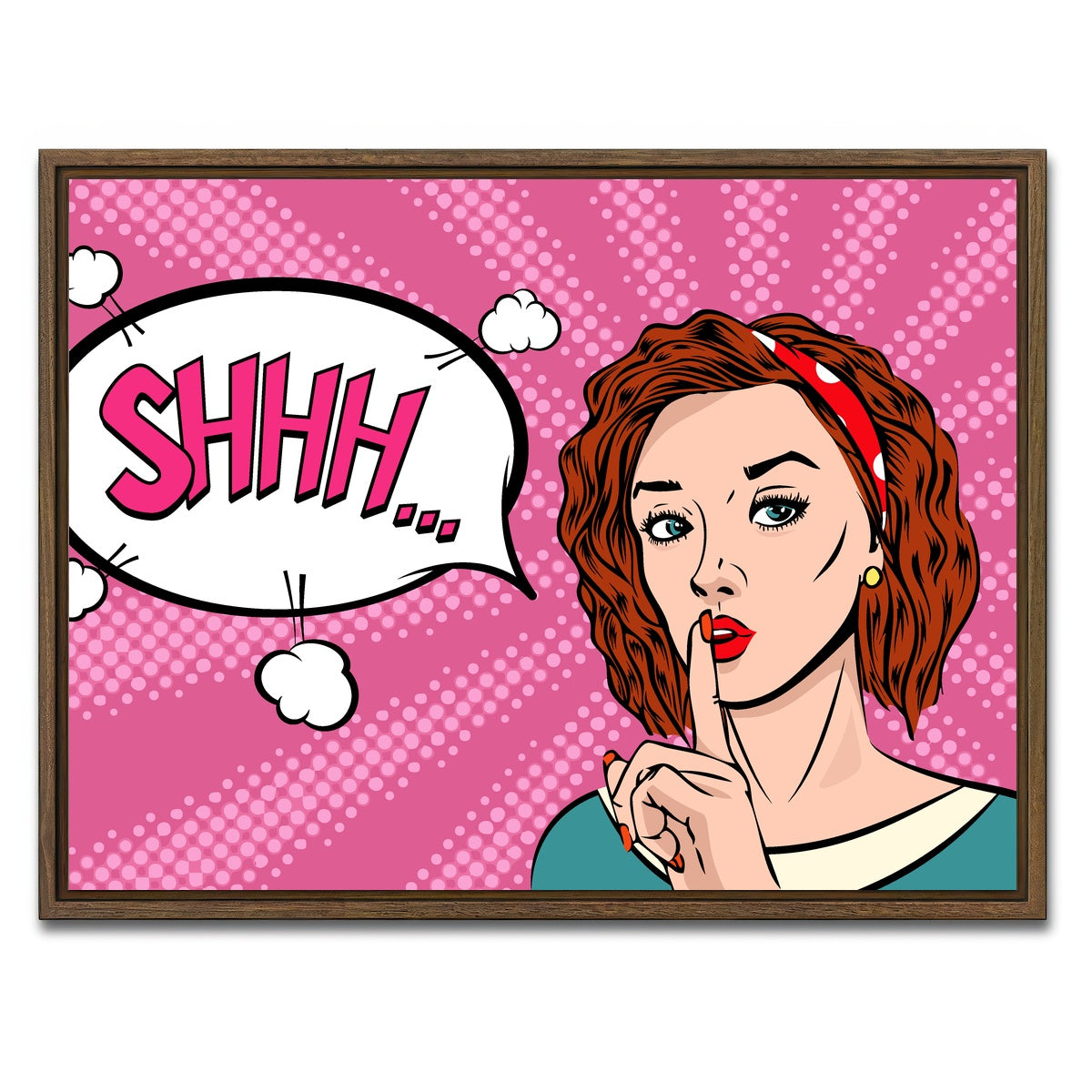 AUTO-MOCKUP WHITE | Shhh | 1 Piece | Walnut Framed Canvas | group=4x3