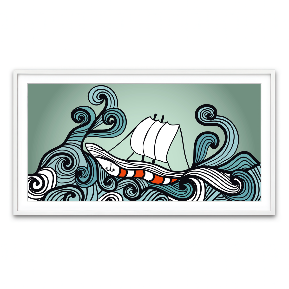 Framed Print 2x1 White