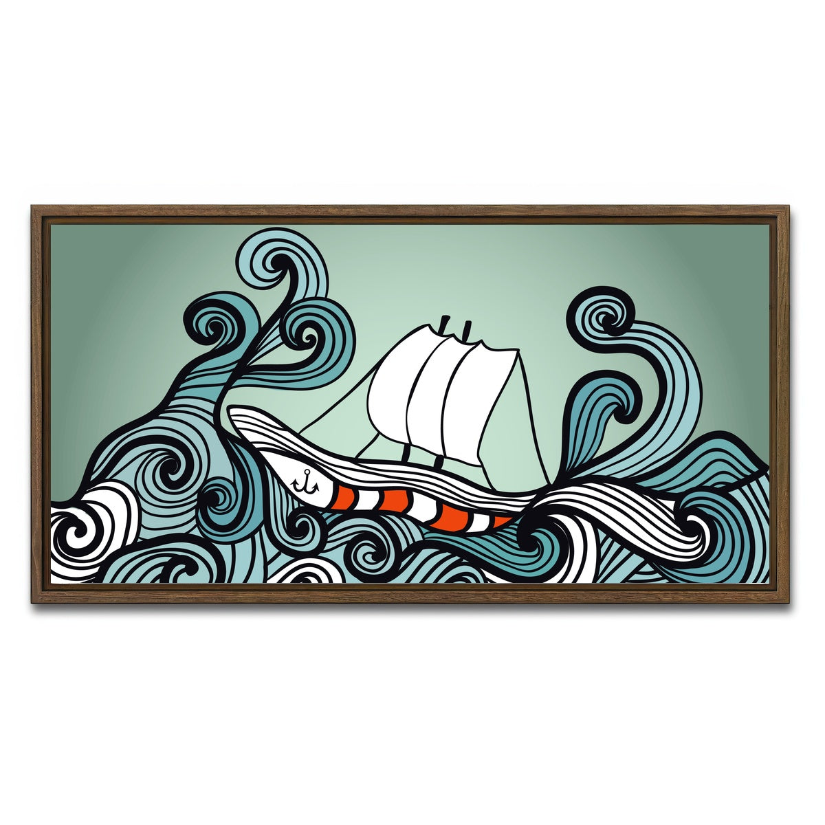 AUTO-MOCKUP WHITE | Ship Art | 1 Piece | Walnut Framed Canvas | group=2x1