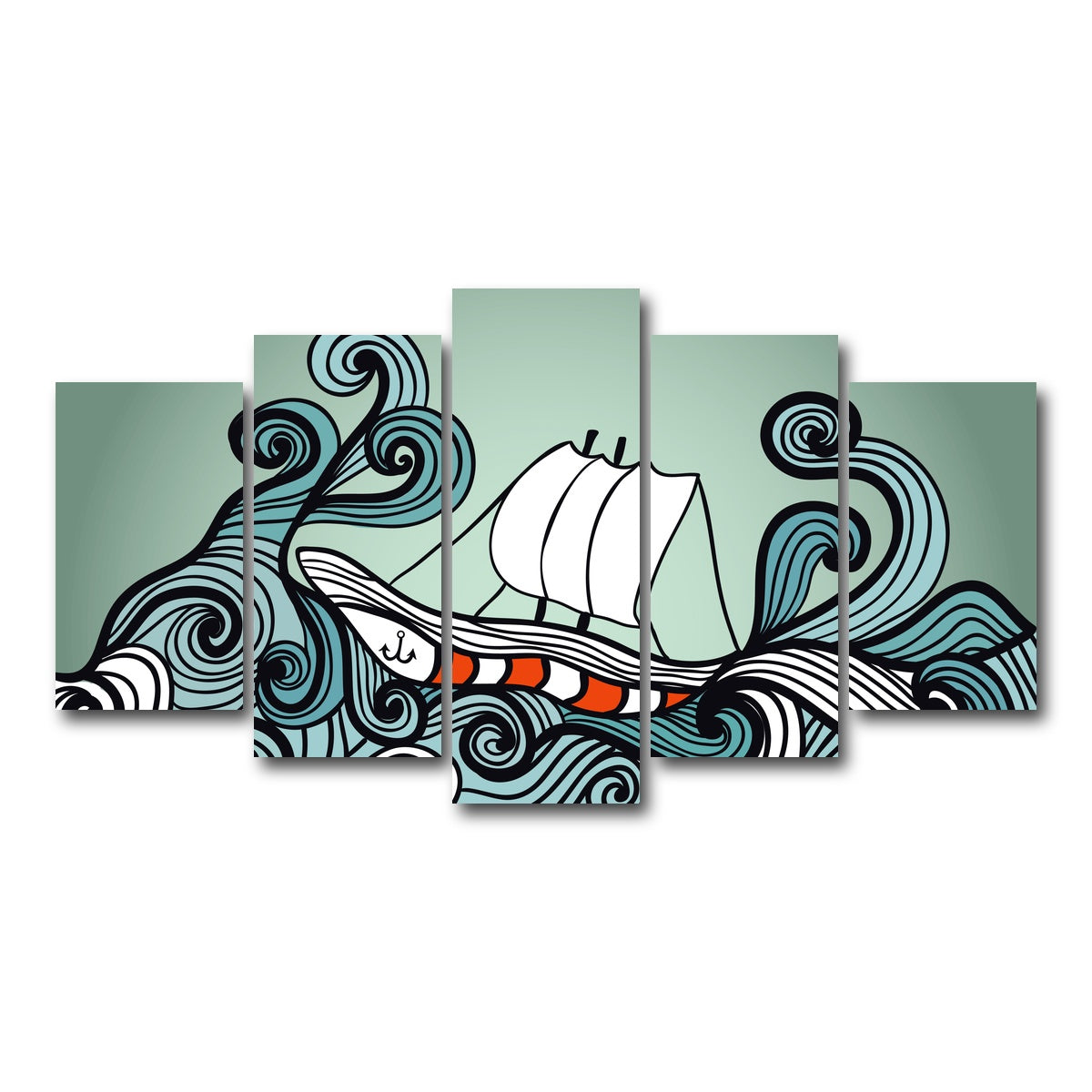 AUTO-MOCKUP WHITE | Ship Art | 5 Piece | Gallery Wrap Canvas | group=5_normal