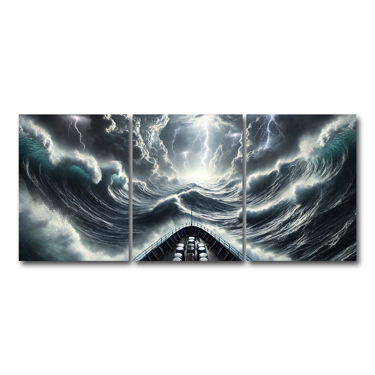 AUTO-MOCKUP WHITE | Ship Deck View of Fierce Storm | 3 Piece | Gallery Wrap Canvas | group=18x24