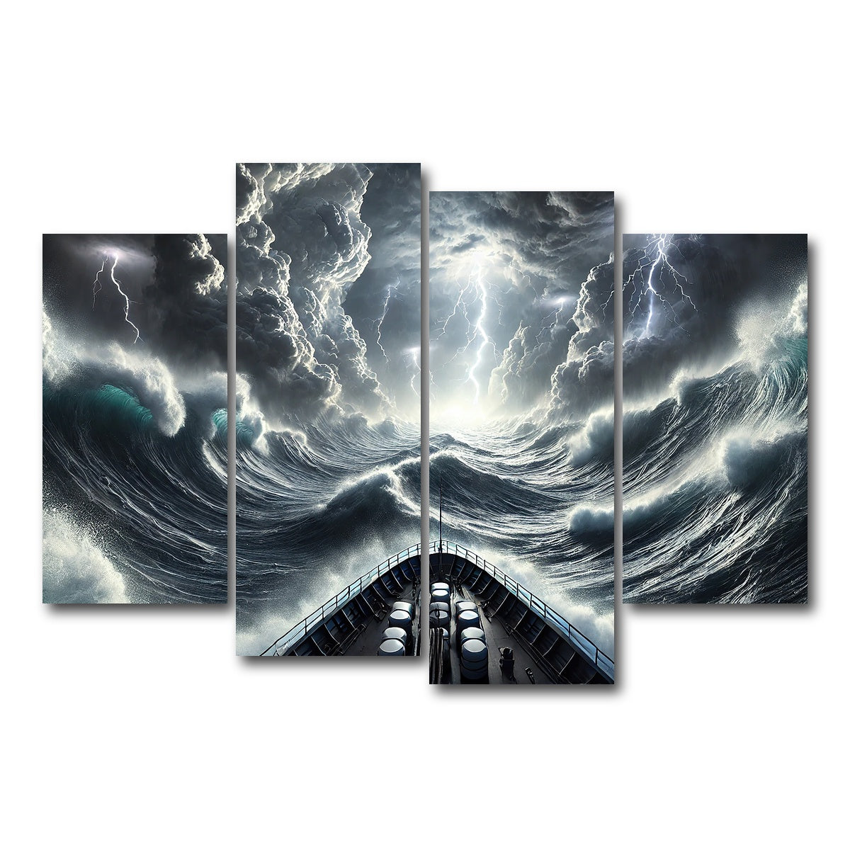 AUTO-MOCKUP WHITE | Ship Deck View of Fierce Storm | 4 Piece | Gallery Wrap Canvas | group=4_short