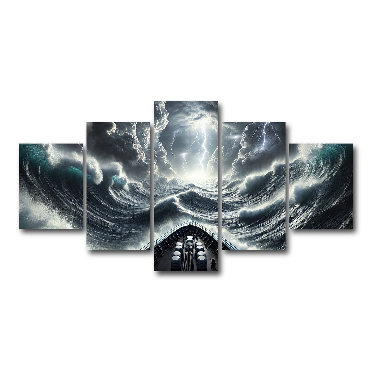 AUTO-MOCKUP WHITE | Ship Deck View of Fierce Storm | 5 Piece | Gallery Wrap Canvas | group=5_short