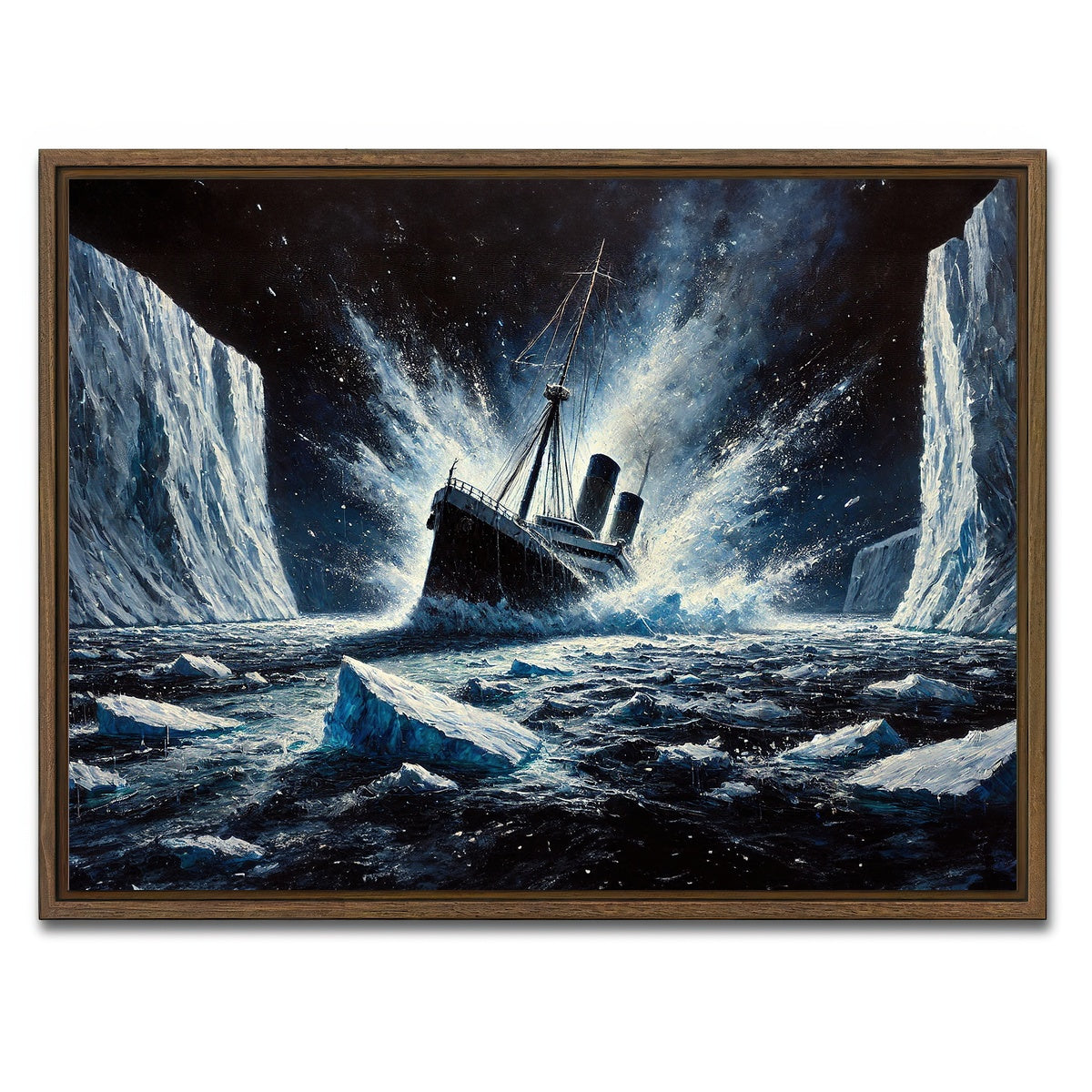 AUTO-MOCKUP WHITE | Ship Iceberg | 1 Piece | Walnut Framed Canvas | group=4x3