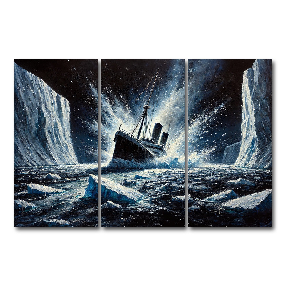 AUTO-MOCKUP WHITE | Ship Iceberg | 3 Piece | Gallery Wrap Canvas | group=12x24