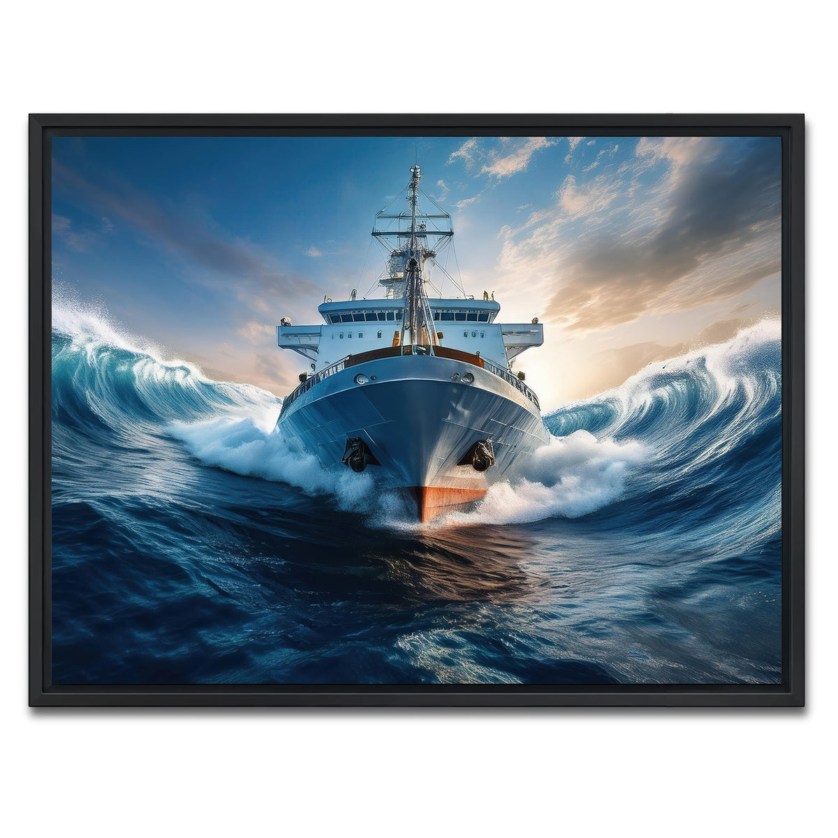 AUTO-MOCKUP WHITE | Ship in High Waves | 1 Piece | Black Framed Canvas | group=4x3