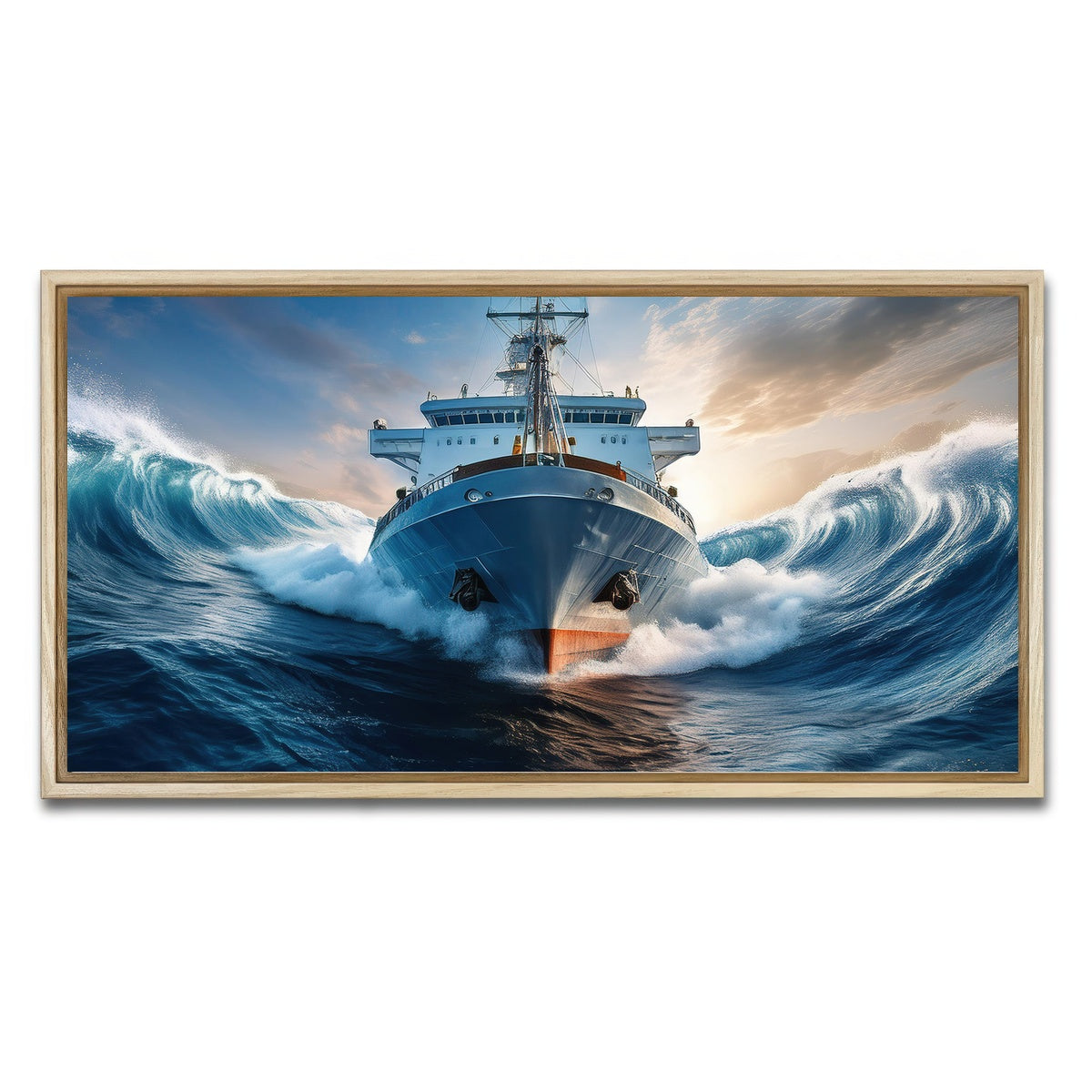 AUTO-MOCKUP WHITE | Ship in High Waves | 1 Piece | Natural Framed Canvas | group=2x1