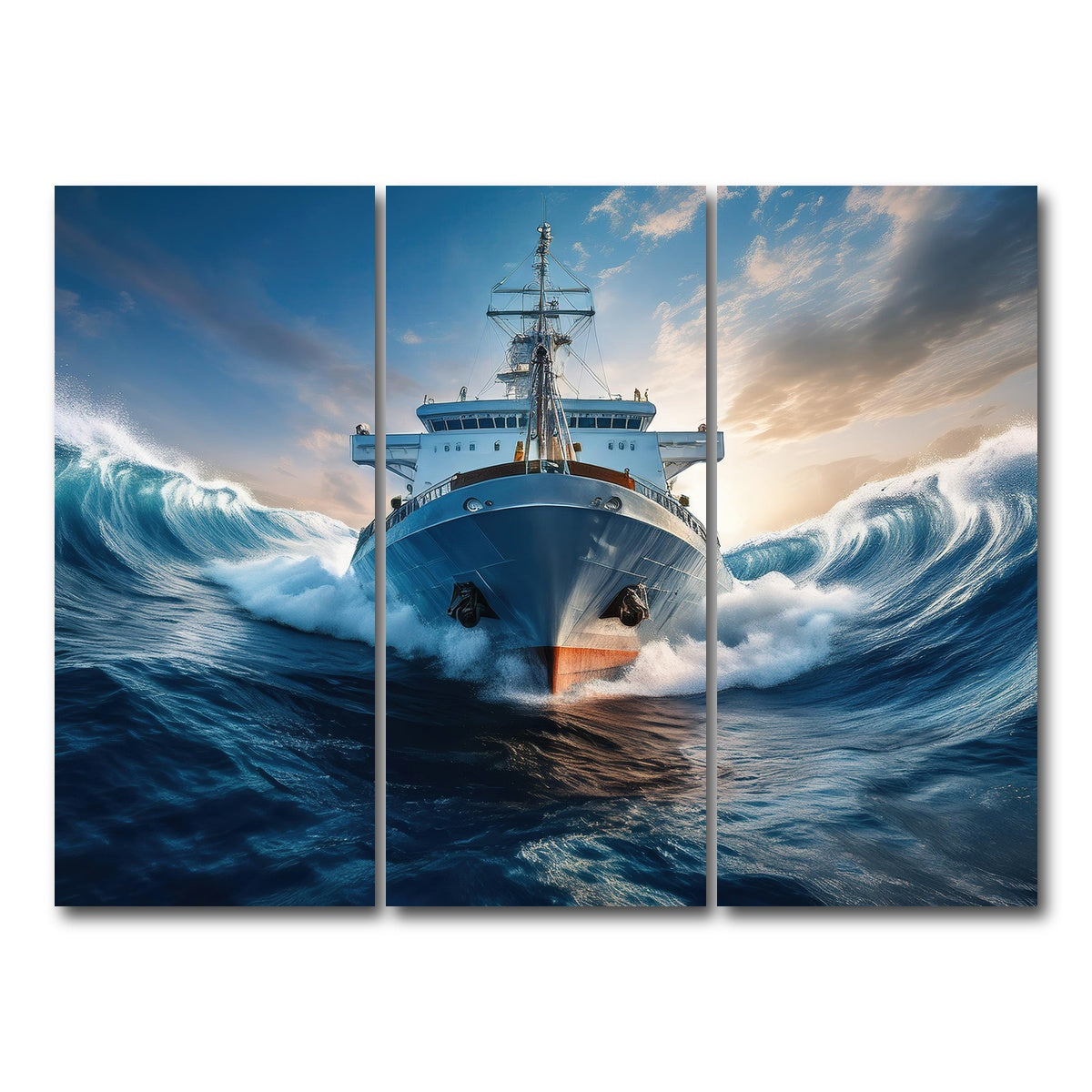 AUTO-MOCKUP WHITE | Ship in High Waves | 3 Piece | Gallery Wrap Canvas | group=8x18