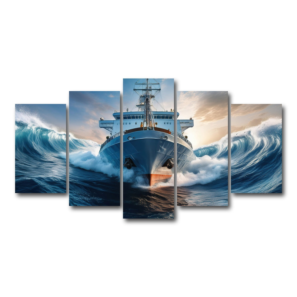 AUTO-MOCKUP WHITE | Ship in High Waves | 5 Piece | Gallery Wrap Canvas | group=5_normal