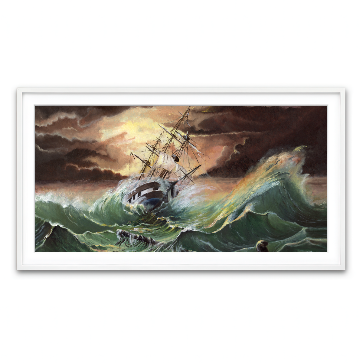 Framed Print 2x1 White