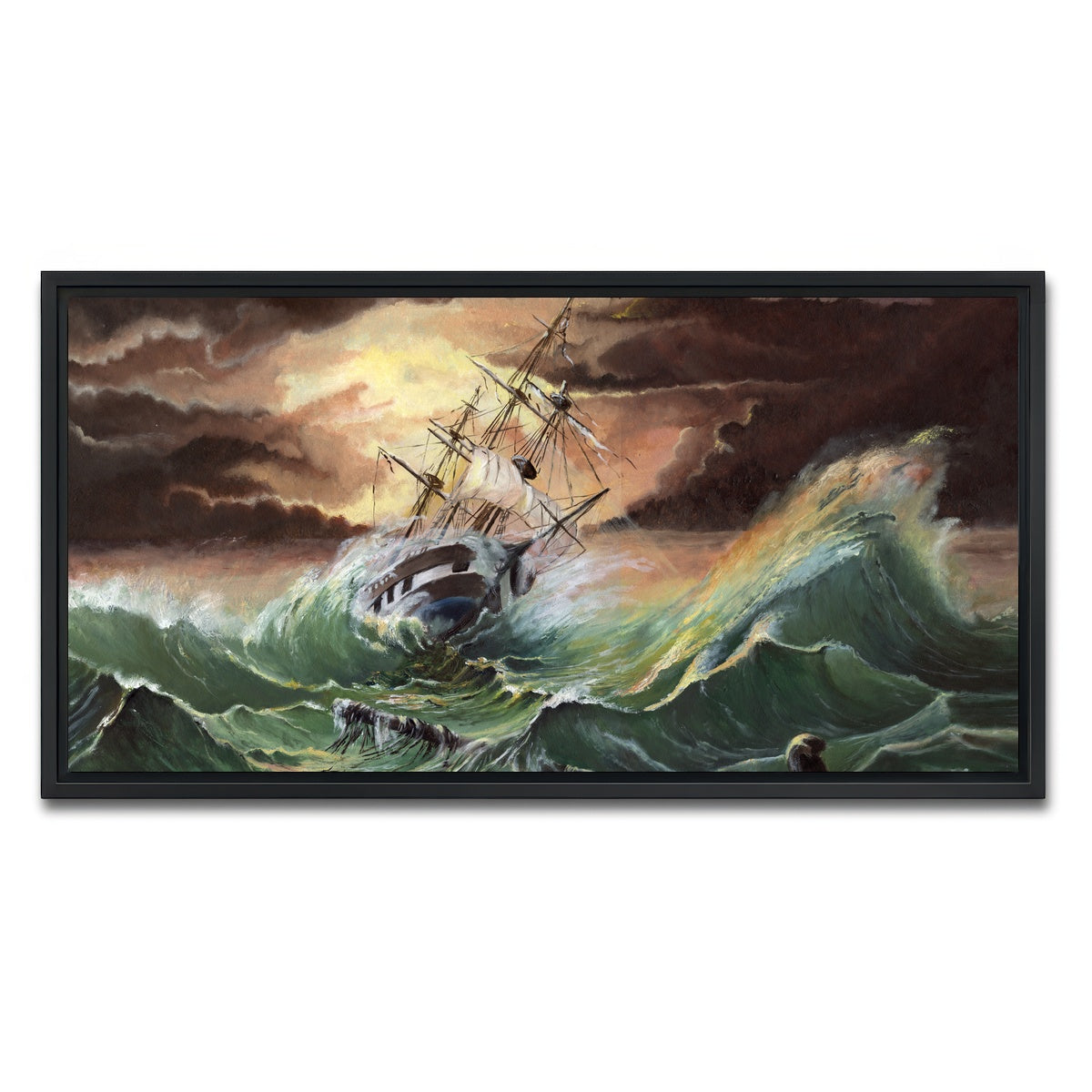 AUTO-MOCKUP WHITE | Ship in Storm | 1 Piece | Black Framed Canvas | group=2x1