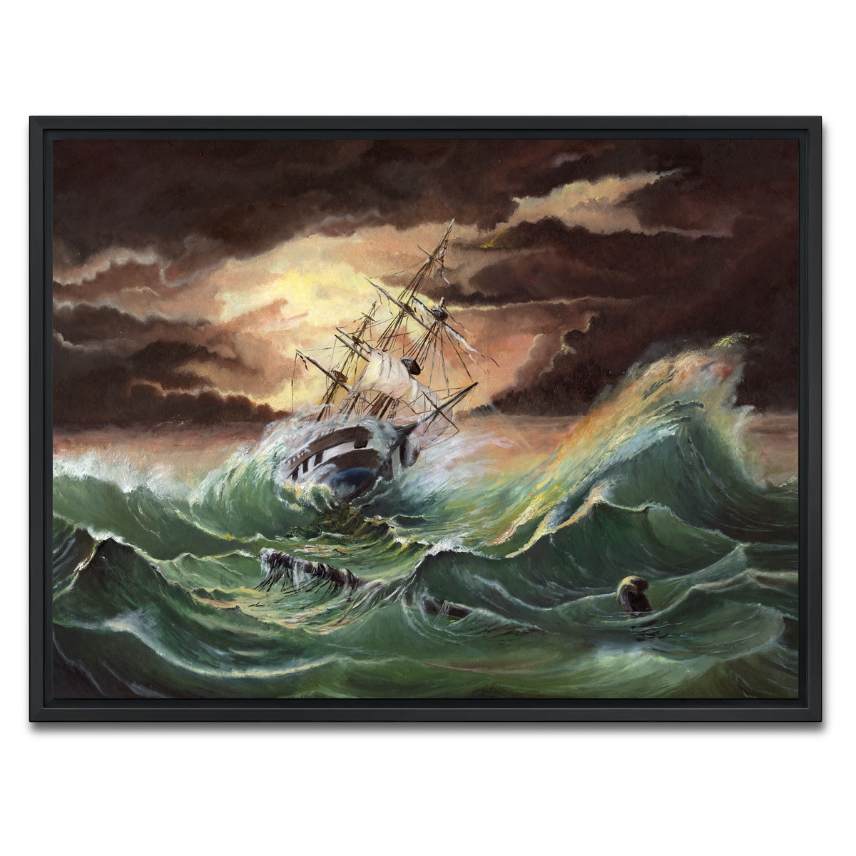 AUTO-MOCKUP WHITE | Ship in Storm | 1 Piece | Black Framed Canvas | group=4x3