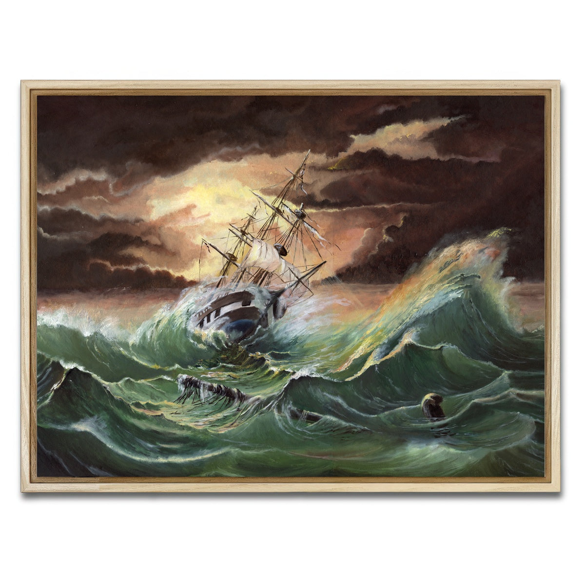 AUTO-MOCKUP WHITE | Ship in Storm | 1 Piece | Natural Framed Canvas | group=4x3