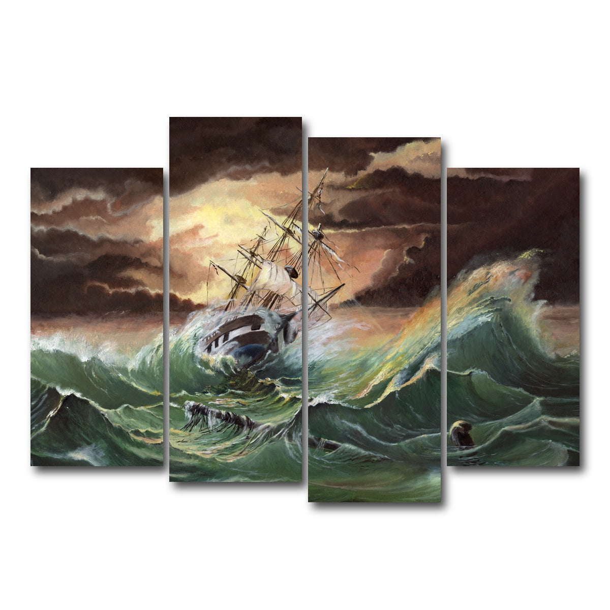 AUTO-MOCKUP WHITE | Ship in Storm | 4 Piece | Gallery Wrap Canvas | group=4_normal