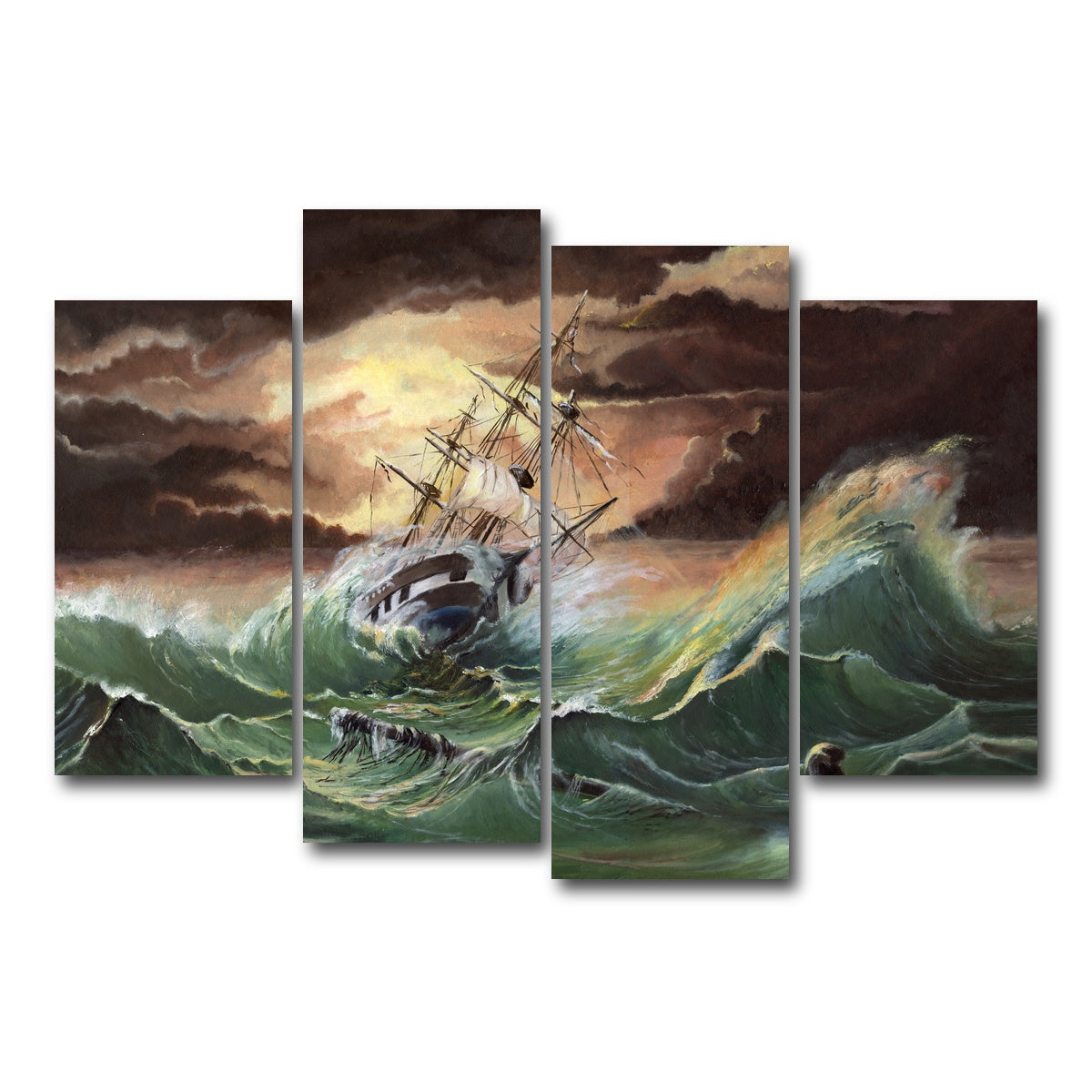 AUTO-MOCKUP WHITE | Ship in Storm | 4 Piece | Gallery Wrap Canvas | group=4_short