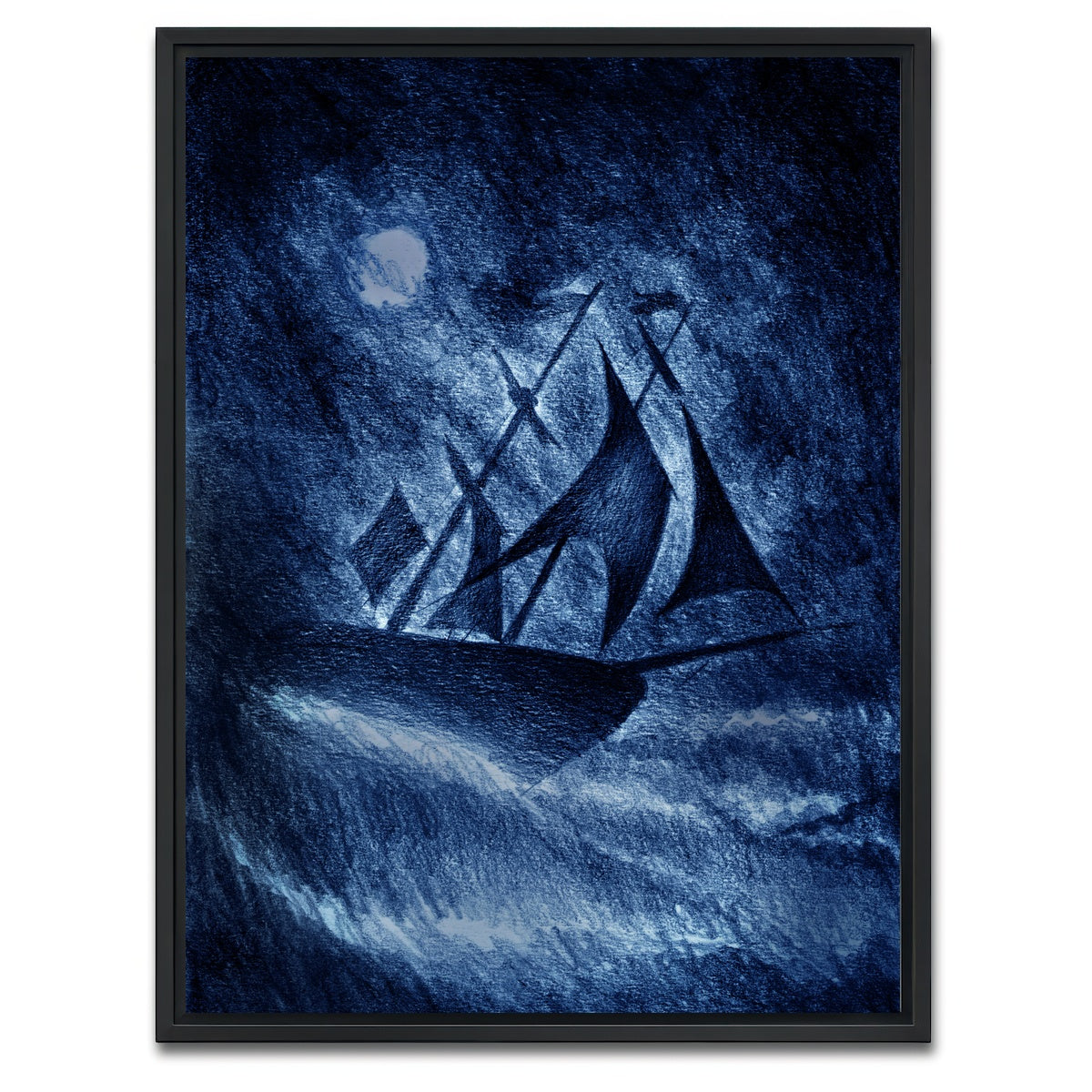 AUTO-MOCKUP WHITE | Ship on the Storm Waves | 1 Piece | Black Framed Canvas | group=3x4