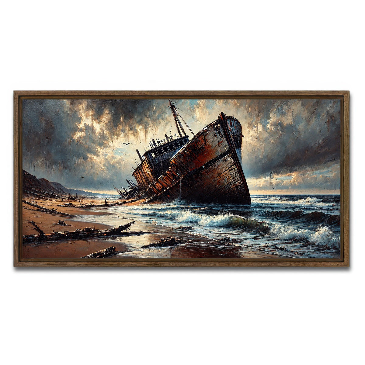 AUTO-MOCKUP WHITE | Shipwreck | 1 Piece | Walnut Framed Canvas | group=2x1