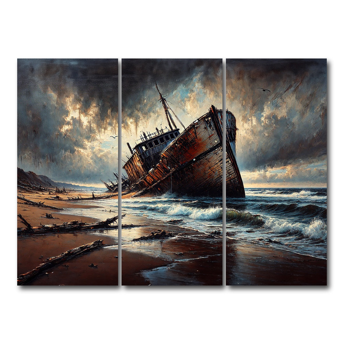 AUTO-MOCKUP WHITE | Shipwreck | 3 Piece | Gallery Wrap Canvas | group=8x18