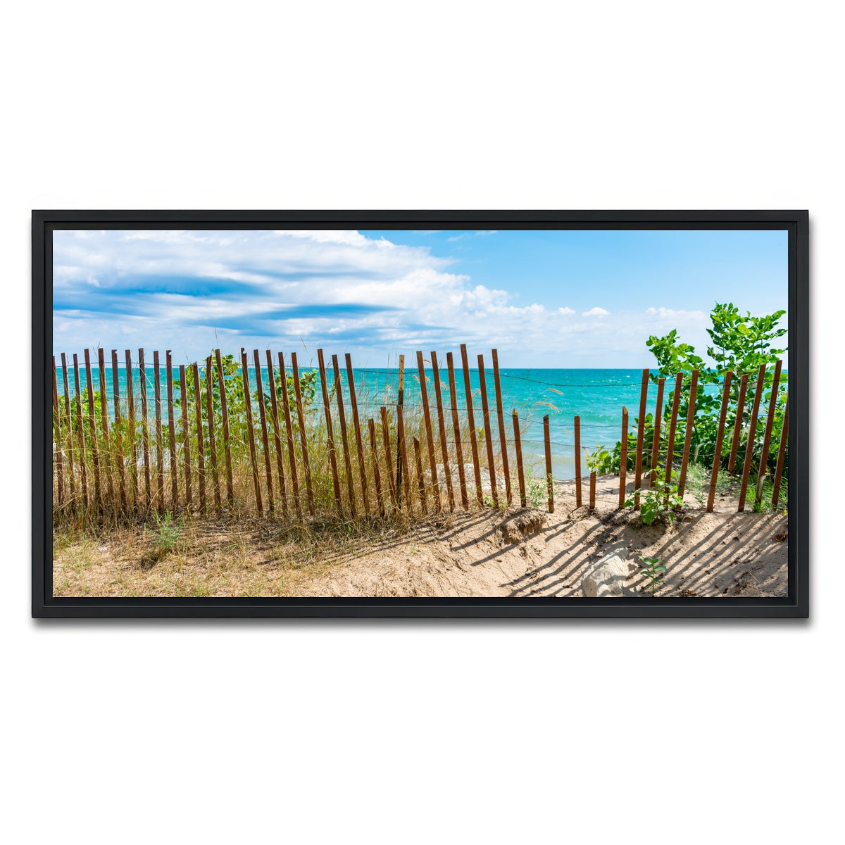 AUTO-MOCKUP WHITE | Shoreline with Fence in Evanston | 1 Piece | Black Framed Canvas | group=2x1