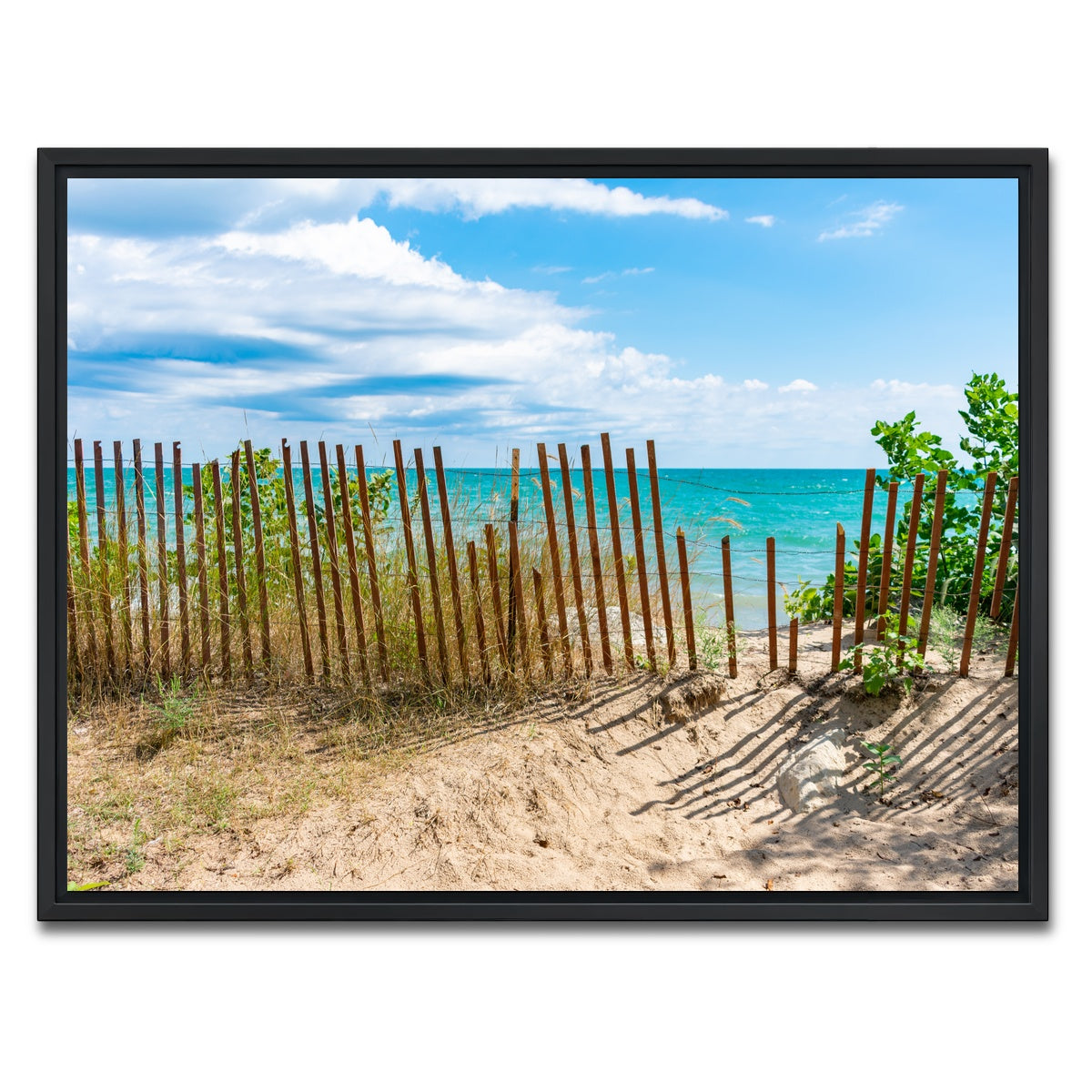 AUTO-MOCKUP WHITE | Shoreline with Fence in Evanston | 1 Piece | Black Framed Canvas | group=4x3