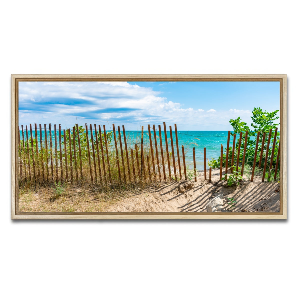 AUTO-MOCKUP WHITE | Shoreline with Fence in Evanston | 1 Piece | Natural Framed Canvas | group=2x1