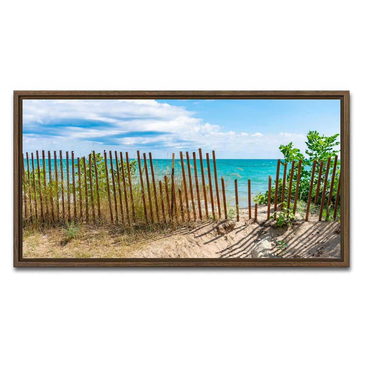AUTO-MOCKUP WHITE | Shoreline with Fence in Evanston | 1 Piece | Walnut Framed Canvas | group=2x1