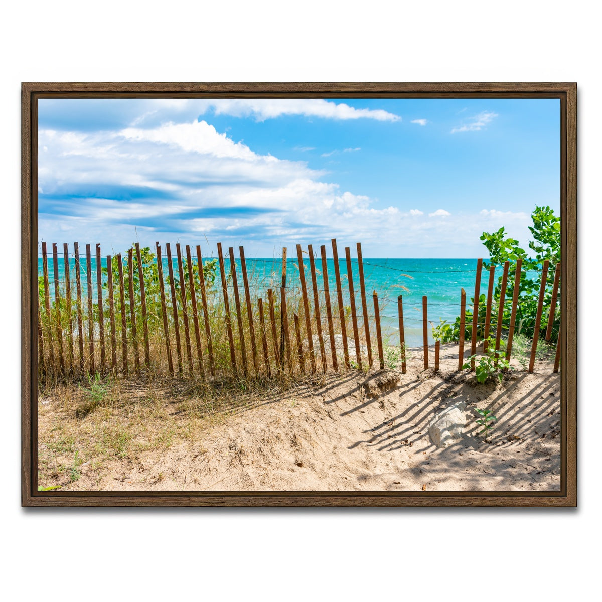 AUTO-MOCKUP WHITE | Shoreline with Fence in Evanston | 1 Piece | Walnut Framed Canvas | group=4x3
