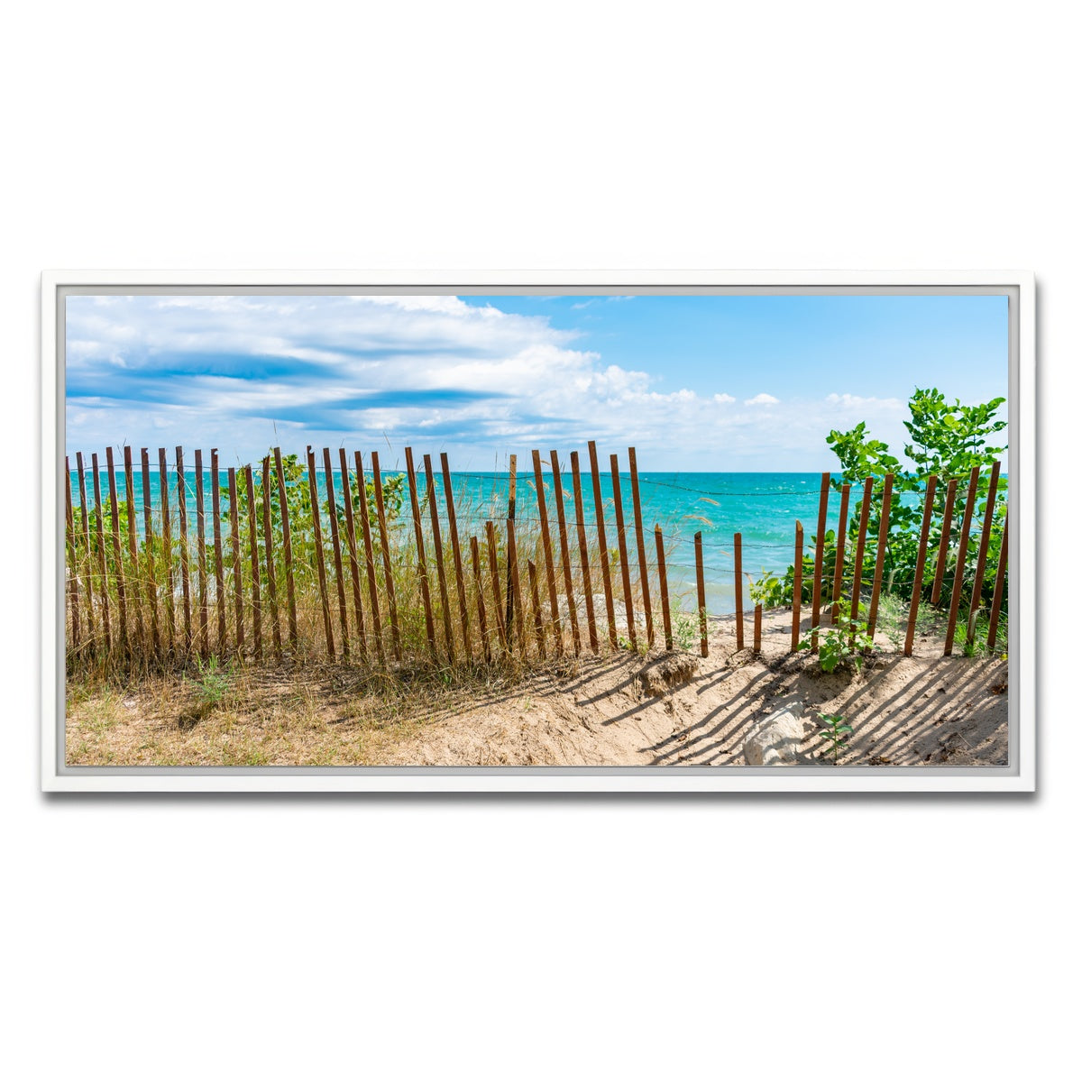 AUTO-MOCKUP WHITE | Shoreline with Fence in Evanston | 1 Piece | White Framed Canvas | group=2x1