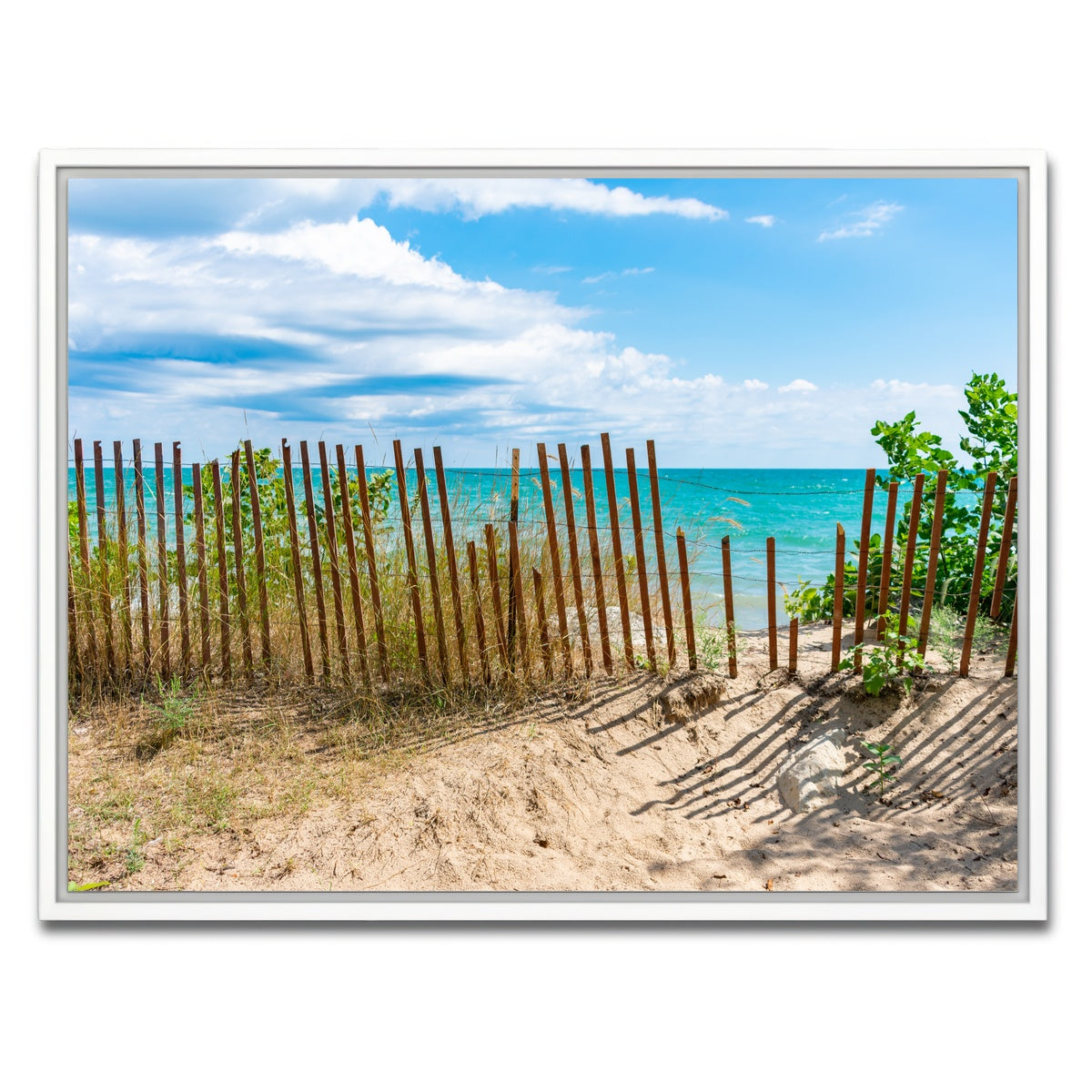 AUTO-MOCKUP WHITE | Shoreline with Fence in Evanston | 1 Piece | White Framed Canvas | group=4x3