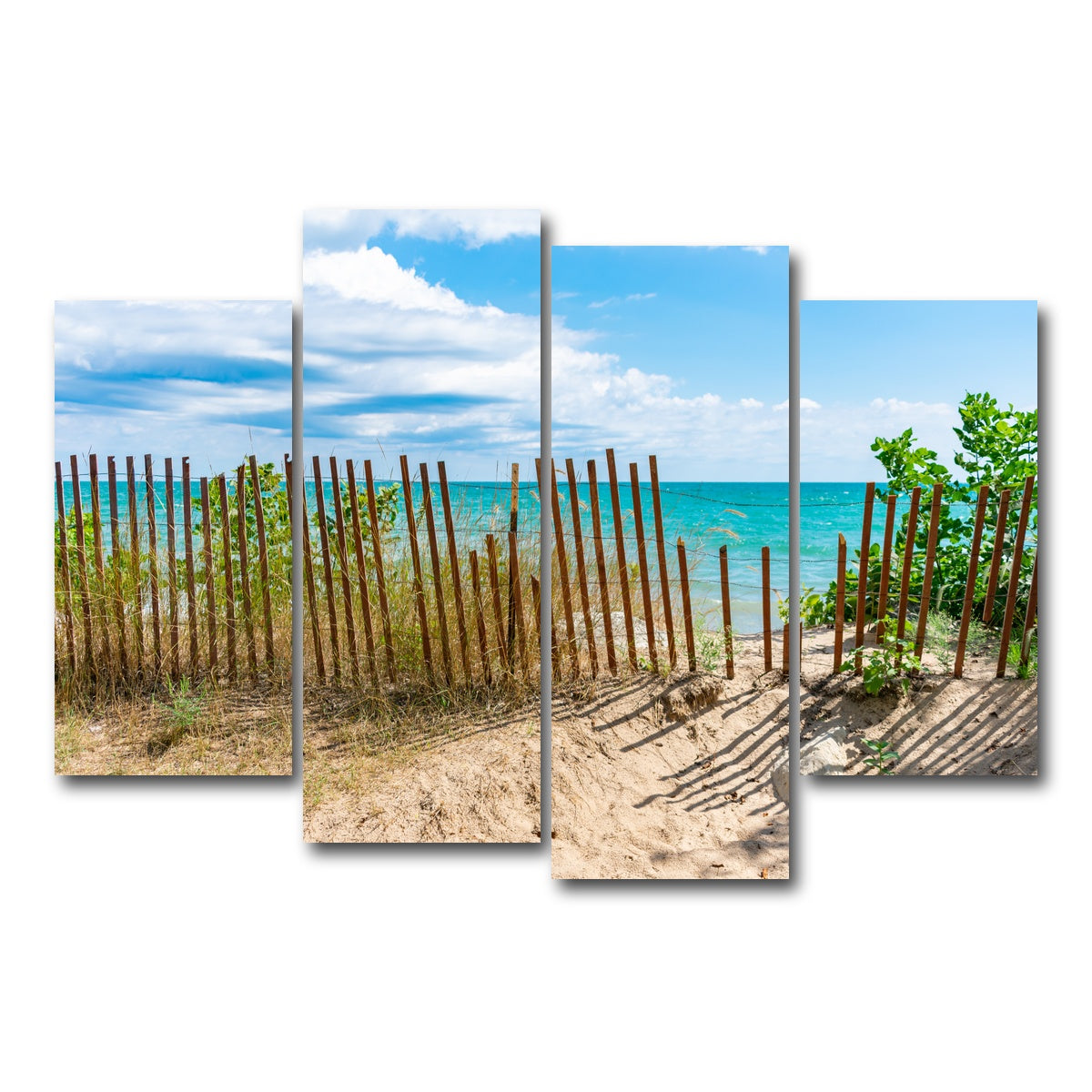AUTO-MOCKUP WHITE | Shoreline with Fence in Evanston | 4 Piece | Gallery Wrap Canvas | group=4_short