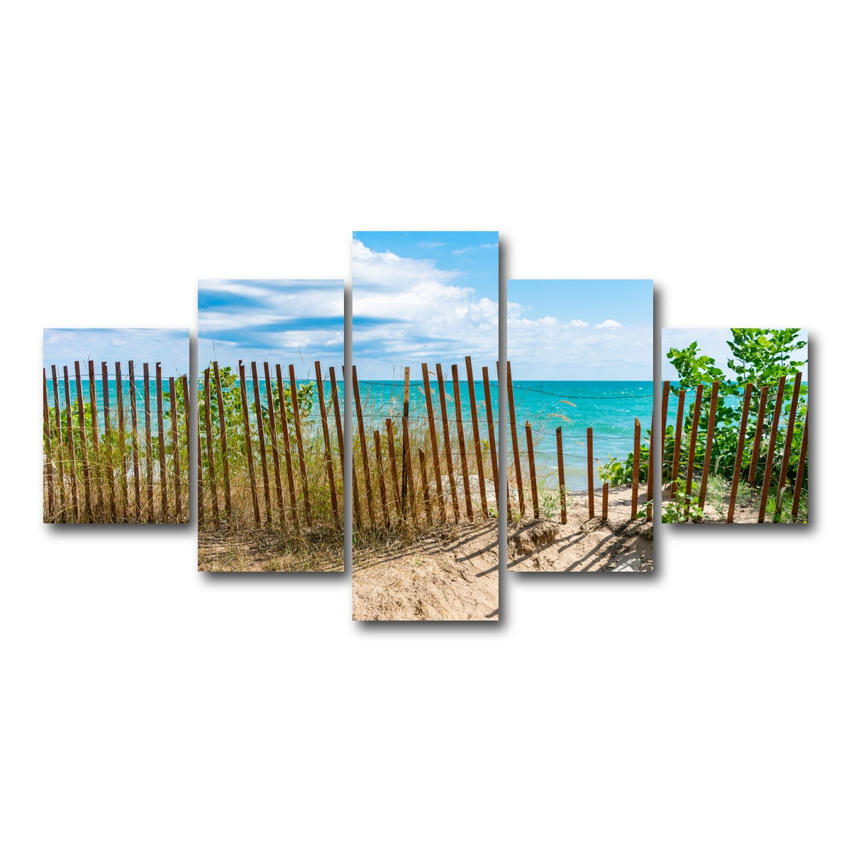 AUTO-MOCKUP WHITE | Shoreline with Fence in Evanston | 5 Piece | Gallery Wrap Canvas | group=5_short