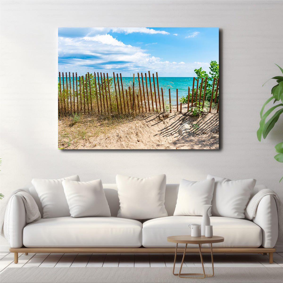 Shoreline with Fence in Evanston Wall Art