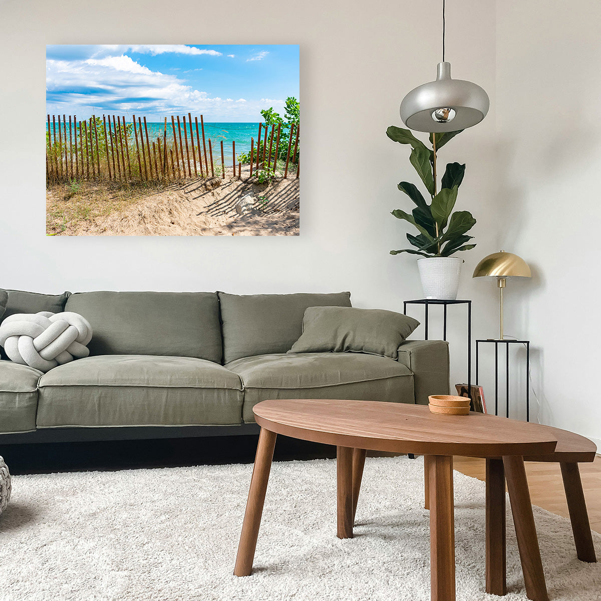 Shoreline with Fence in Evanston Wall Art