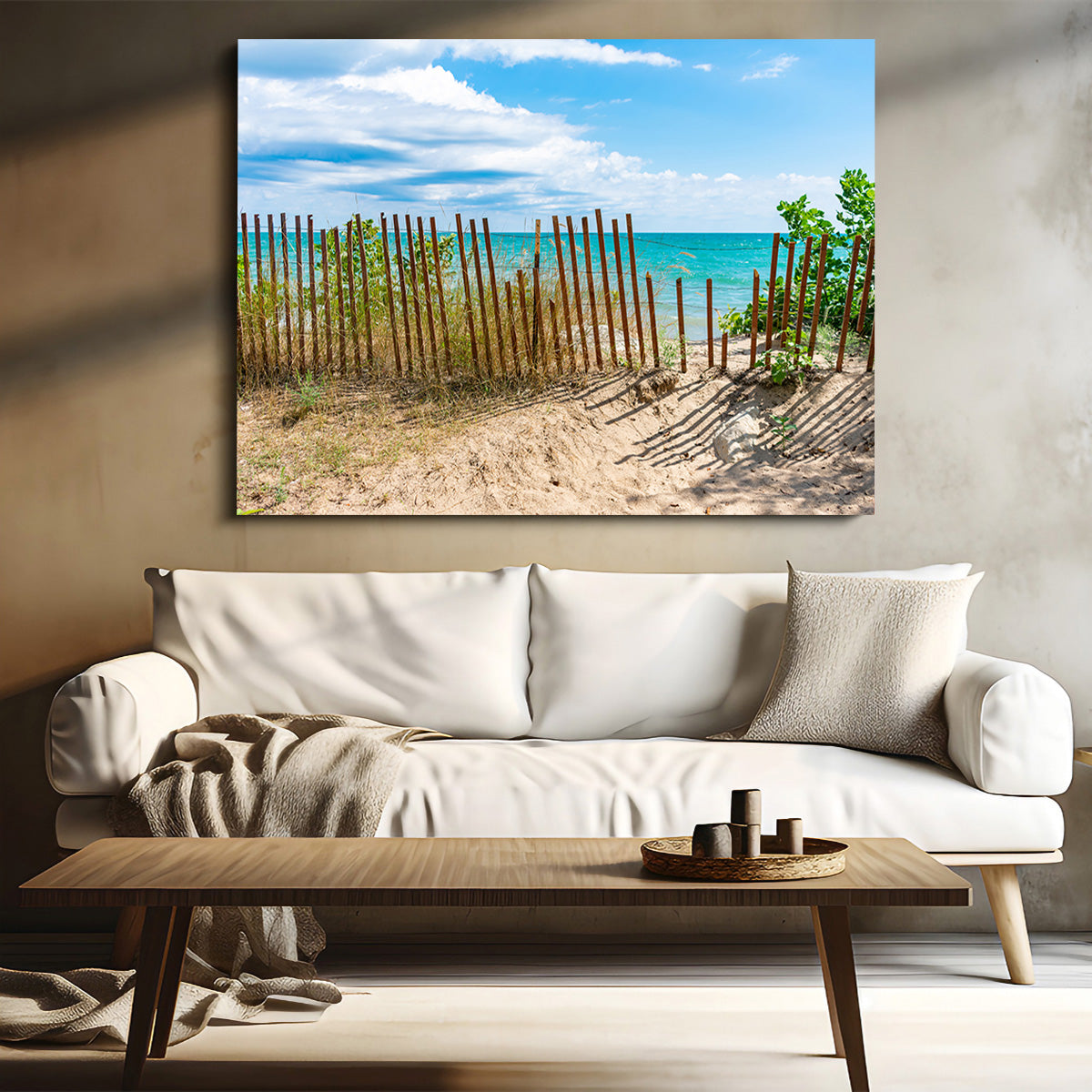 Shoreline with Fence in Evanston Wall Art