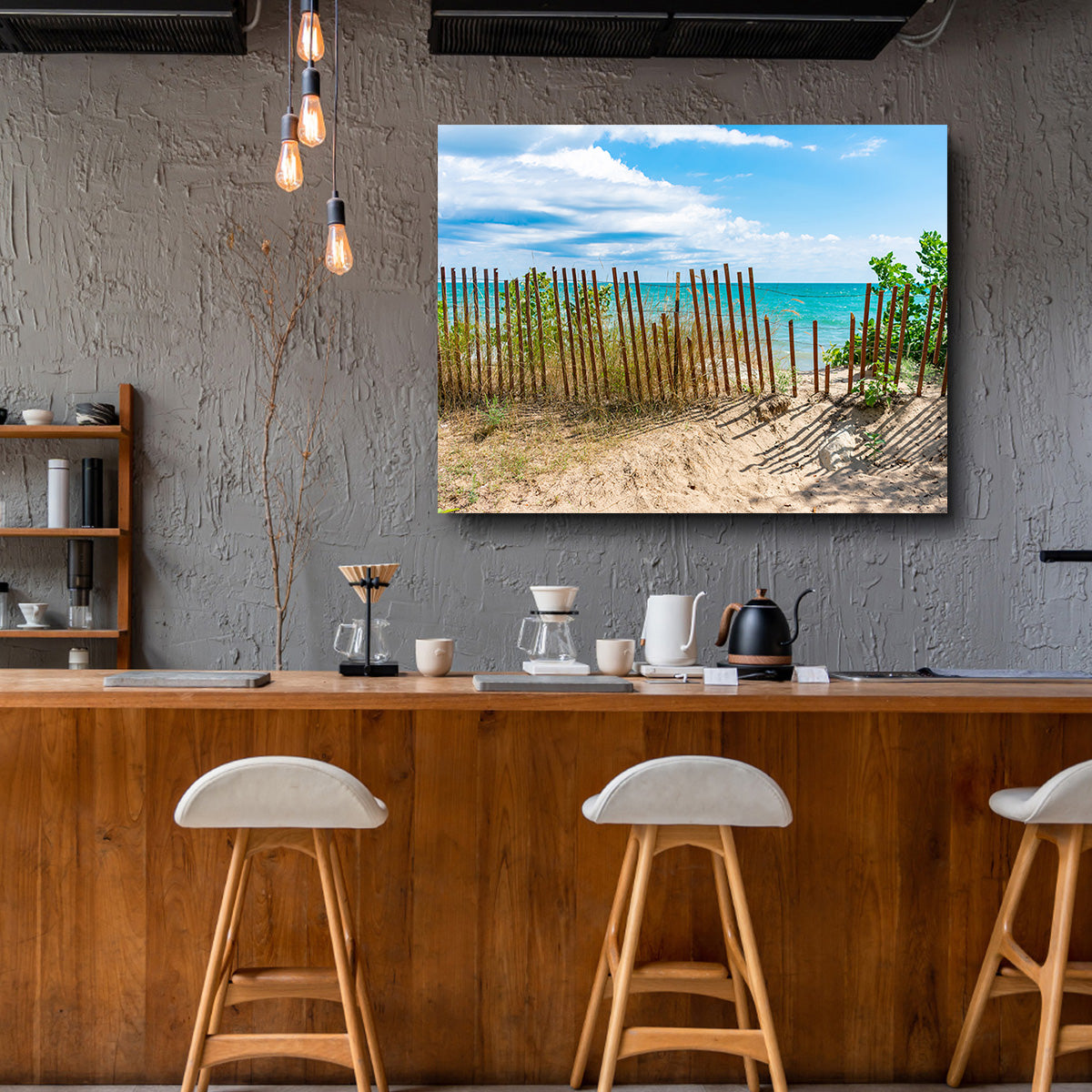 Shoreline with Fence in Evanston Wall Art