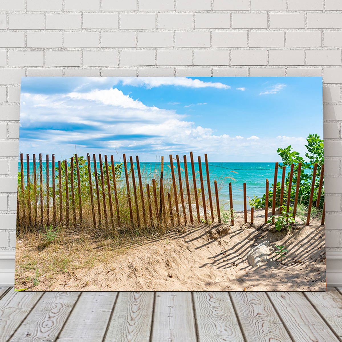 Shoreline with Fence in Evanston Wall Art
