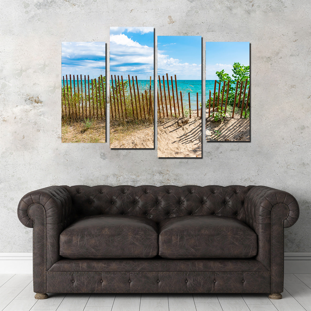 Shoreline with Fence in Evanston Wall Art