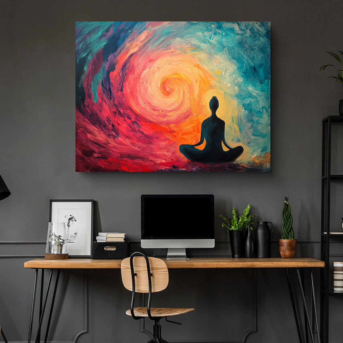 Silhouette Meditating Wall Art