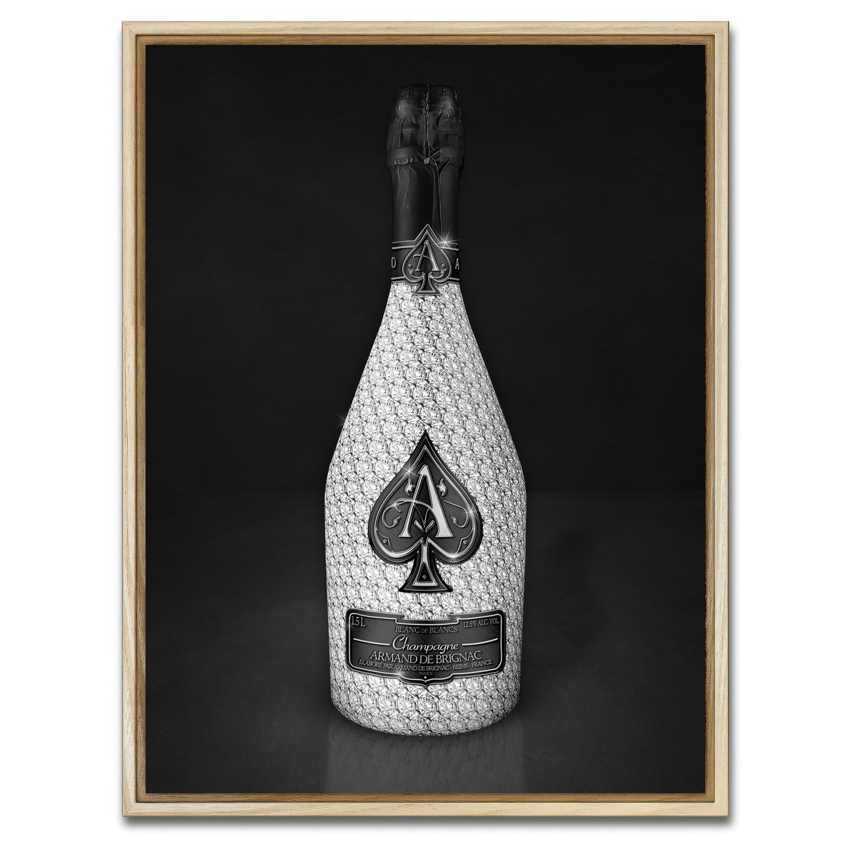 AUTO-MOCKUP WHITE | Silver Ace bottle | 1 Piece | Natural Framed Canvas | group=3x4