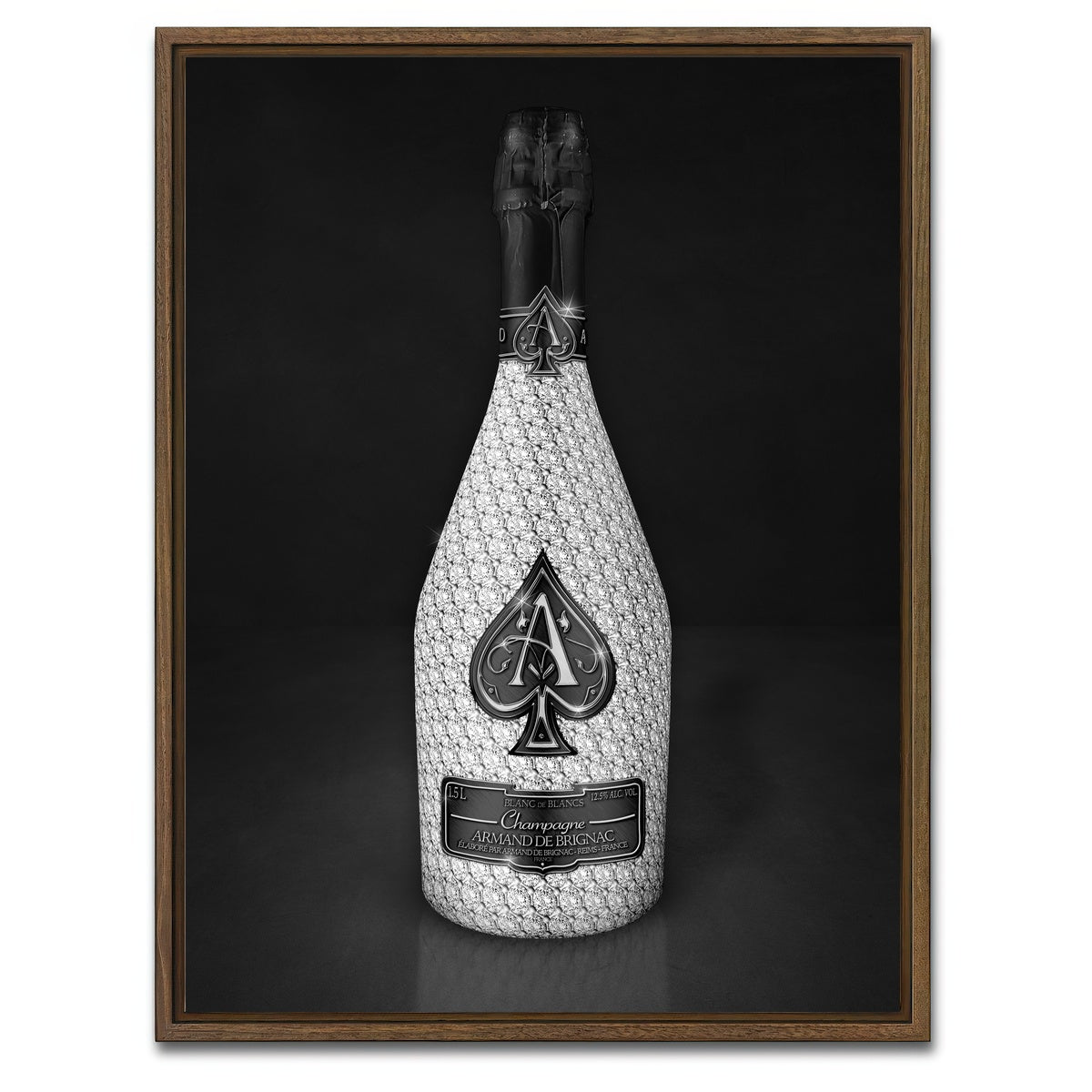 AUTO-MOCKUP WHITE | Silver Ace bottle | 1 Piece | Walnut Framed Canvas | group=3x4