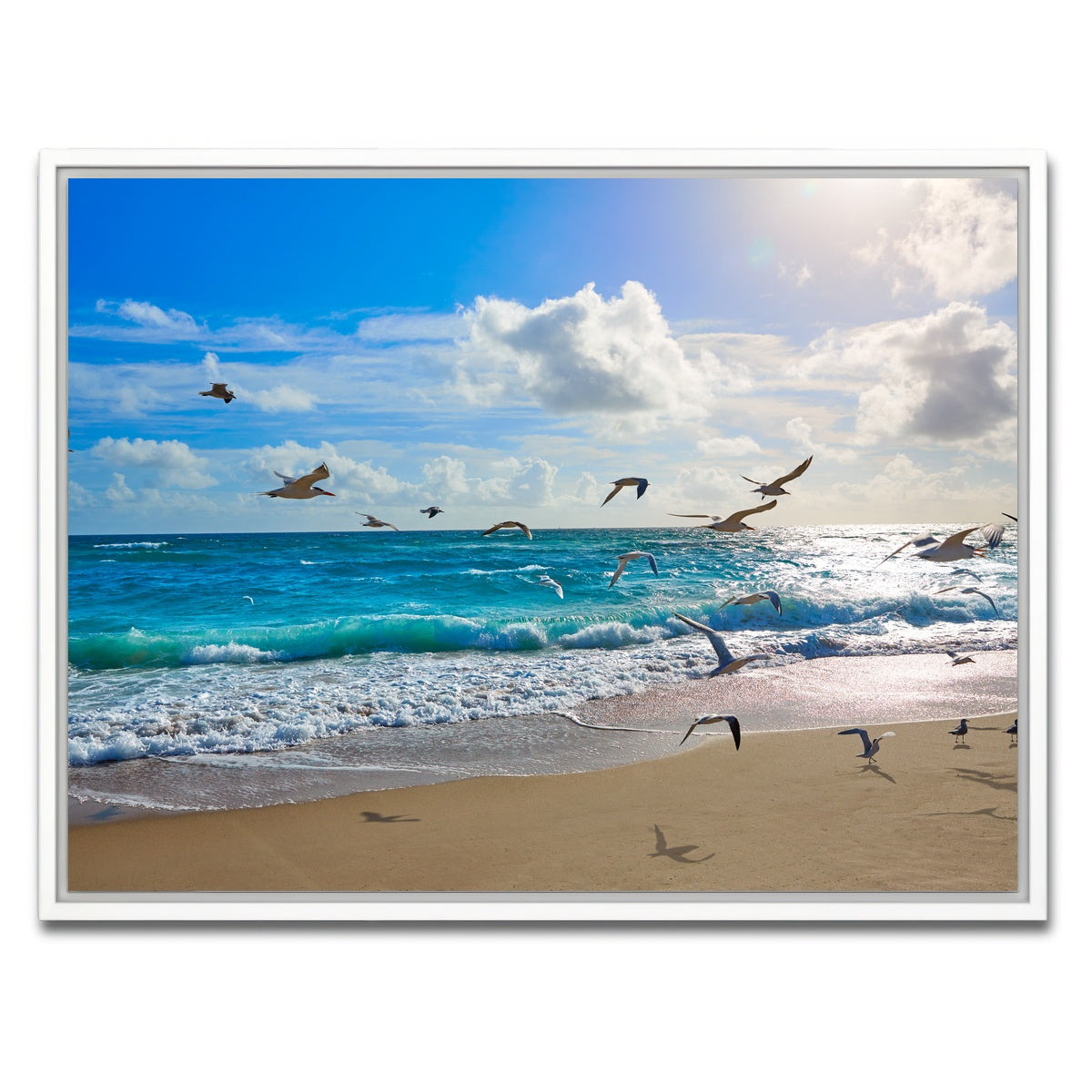 AUTO-MOCKUP WHITE | Singer Island beach seagulls | 1 Piece | White Framed Canvas | group=4x3