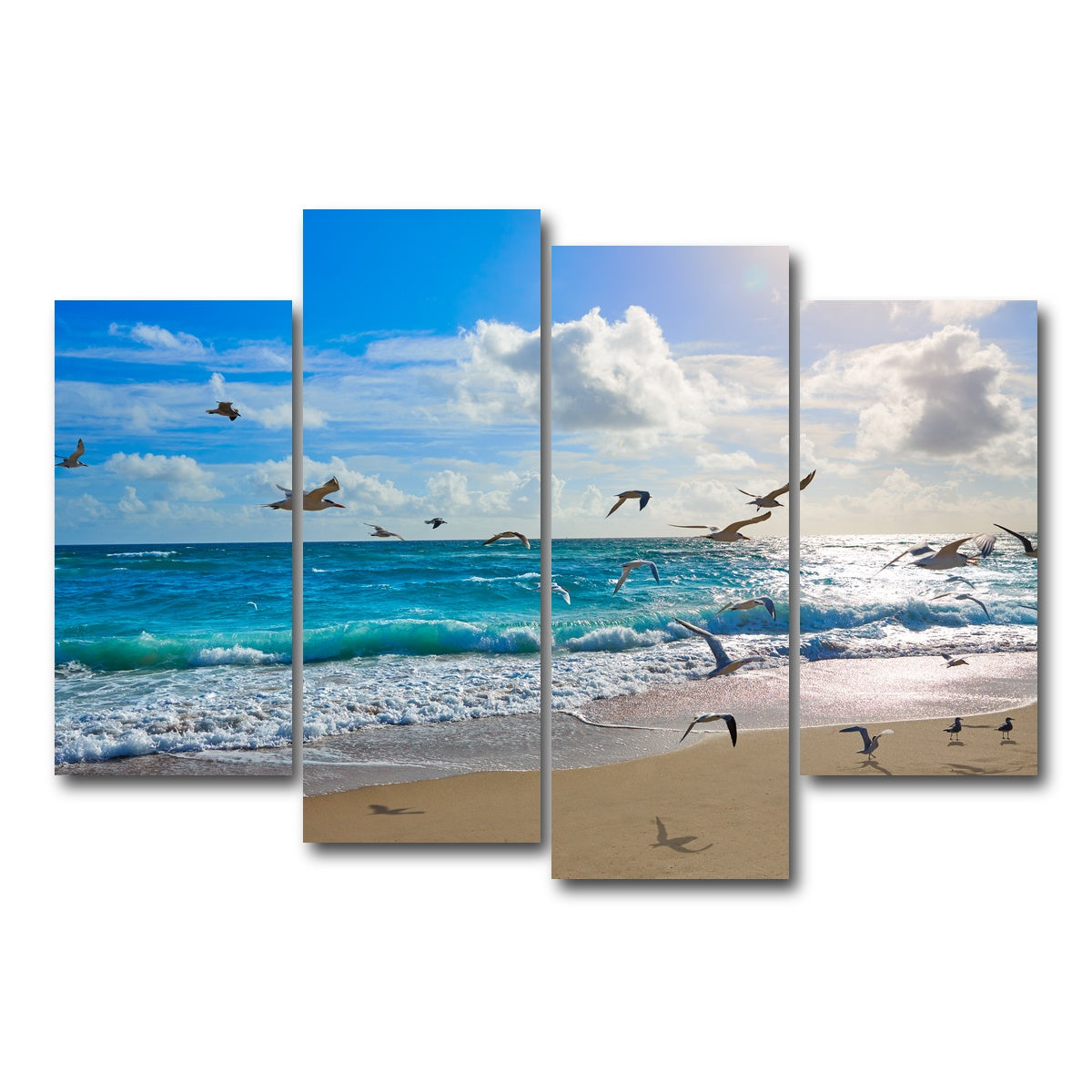 AUTO-MOCKUP WHITE | Singer Island beach seagulls | 4 Piece | Gallery Wrap Canvas | group=4_short