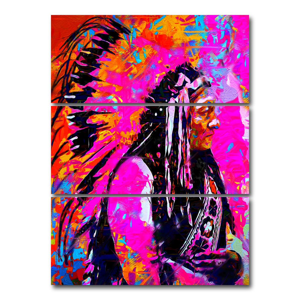 AUTO-MOCKUP WHITE | Sitting Bull | 3 Piece | Gallery Wrap Canvas | group=8x18_stacked
