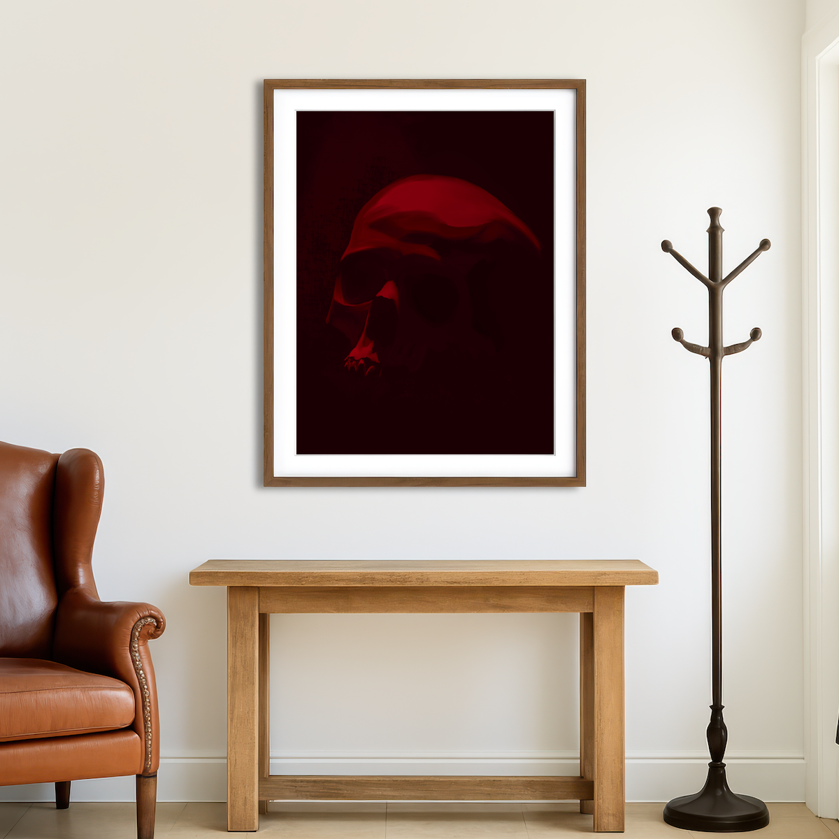 AUTO-MOCKUP ROOM | Skull Dark Red Wall Art