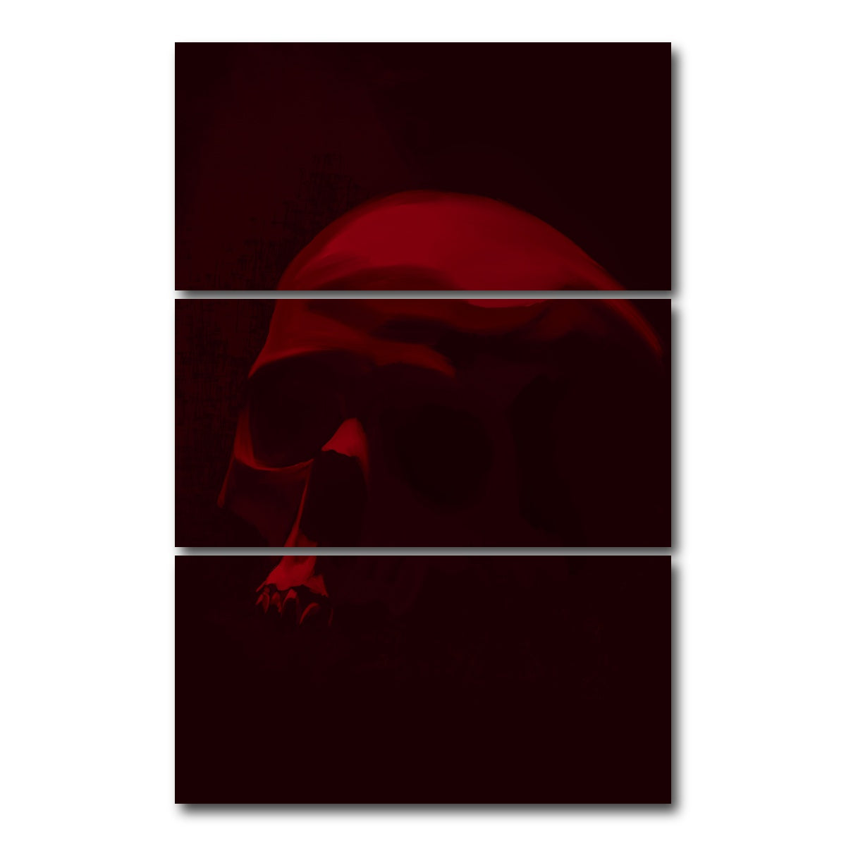 AUTO-MOCKUP WHITE | Skull Dark Red | 3 Piece | Gallery Wrap Canvas | group=12x24_stacked