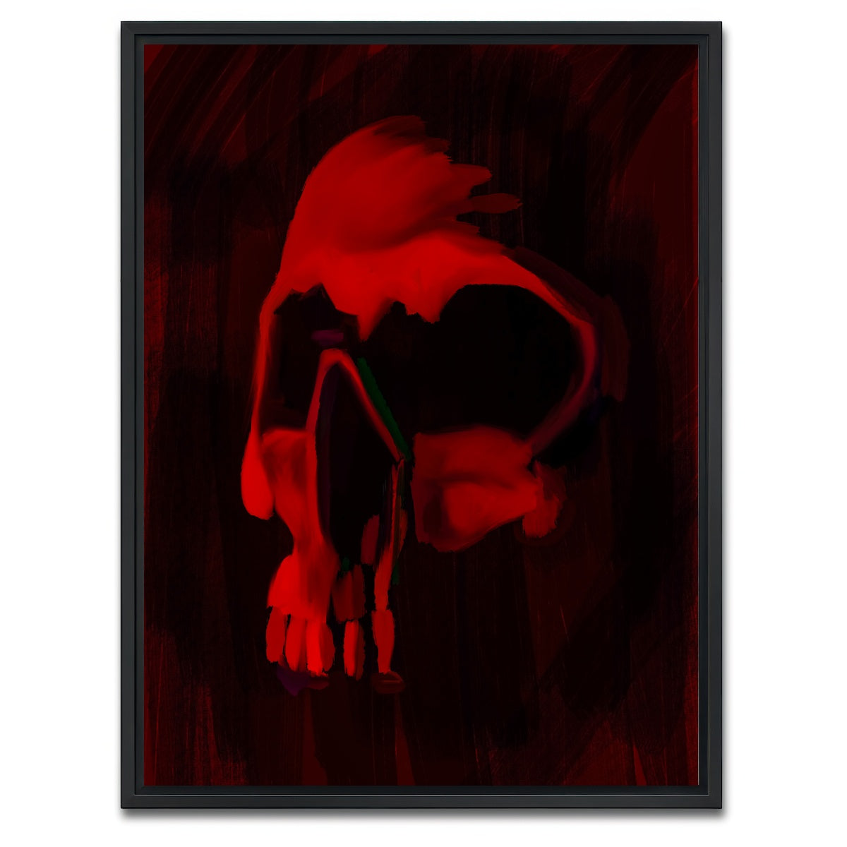 AUTO-MOCKUP WHITE | Skull Painted Red | 1 Piece | Black Framed Canvas | group=3x4
